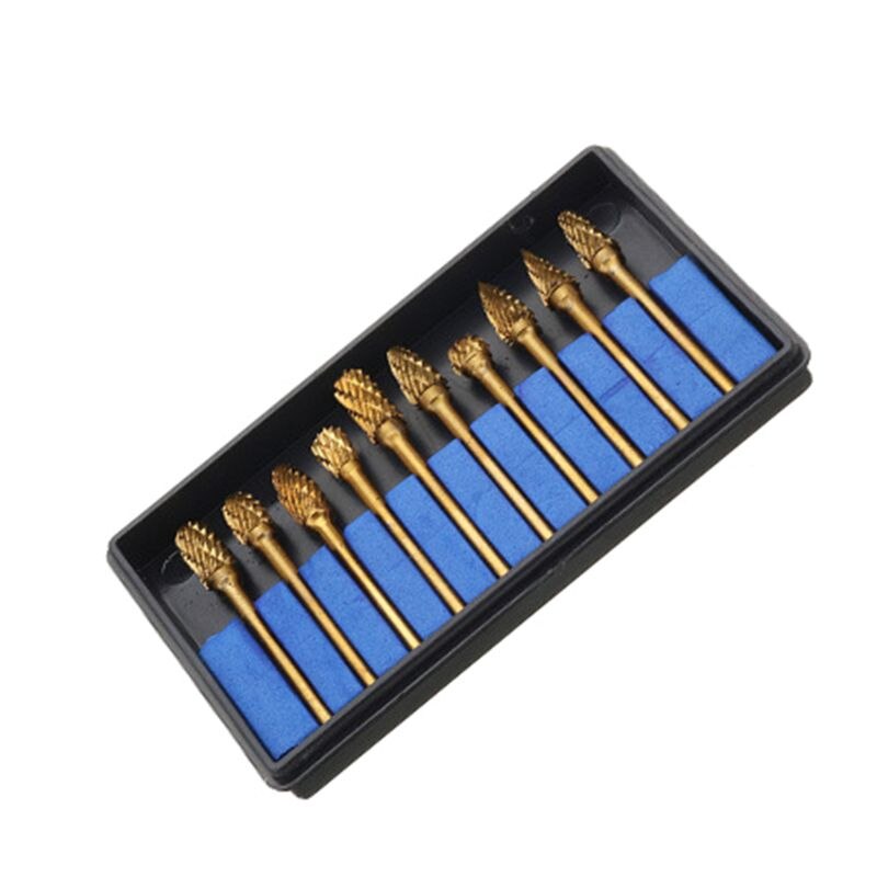 10 stuks/doos roterende frezen metaalbewerking roterende vijlen wolfraamcarbide stalen roterende frezenset  h7ee