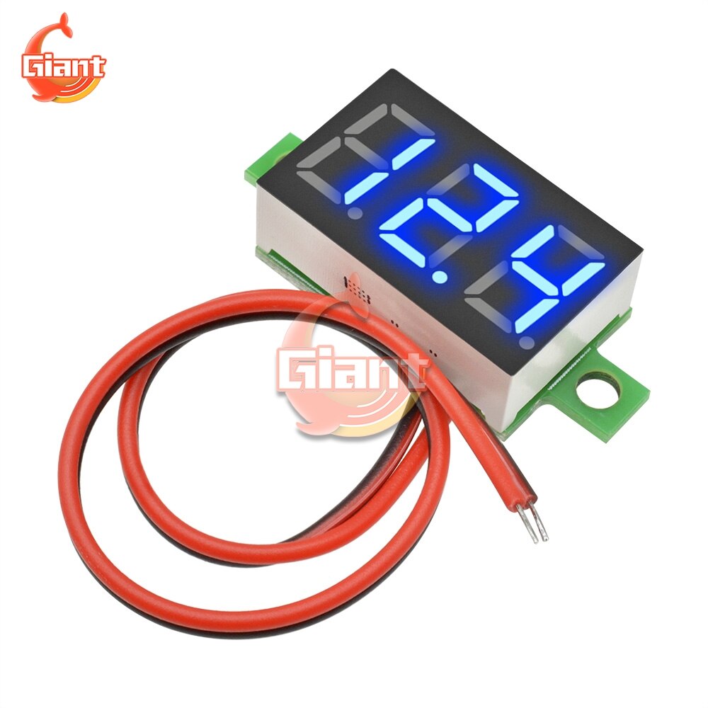 Mini Digital Voltmeter 0.36 inch Voltage Tester Meter 0.36&#39;&#39; DC 4-30V 3 Digit LED Display Adjustment Voltmeter Red Blue Panel: Blue