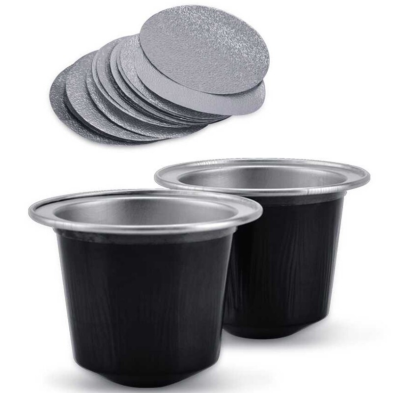 50setzt Nachfüllbare Kaffee Kapseln Tasse Einweg Kaffee Kapseln Verpackung Cafe Liefert für Nespresso Schwarz