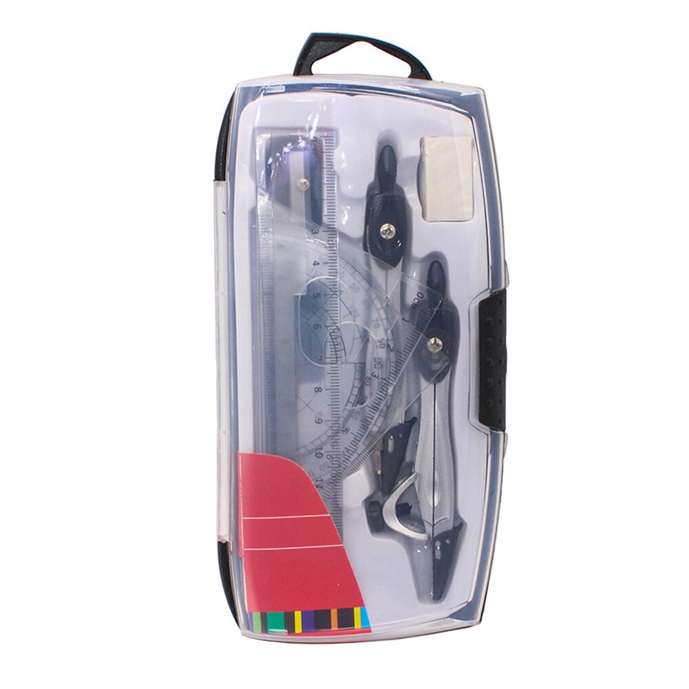 10pcs For Students Set Squares Protractor School Math Ruler Compasses Set Geometry Drawing Eraser Stationery