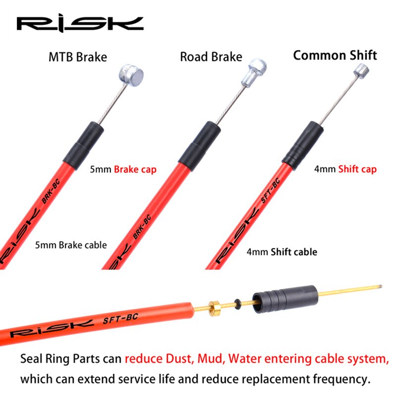 RISK 4/5mm Bicycle Brake Cable End Cap Dustproof Outer Cable Tube End Tip Cap For MTB Road Bike Shift Brake