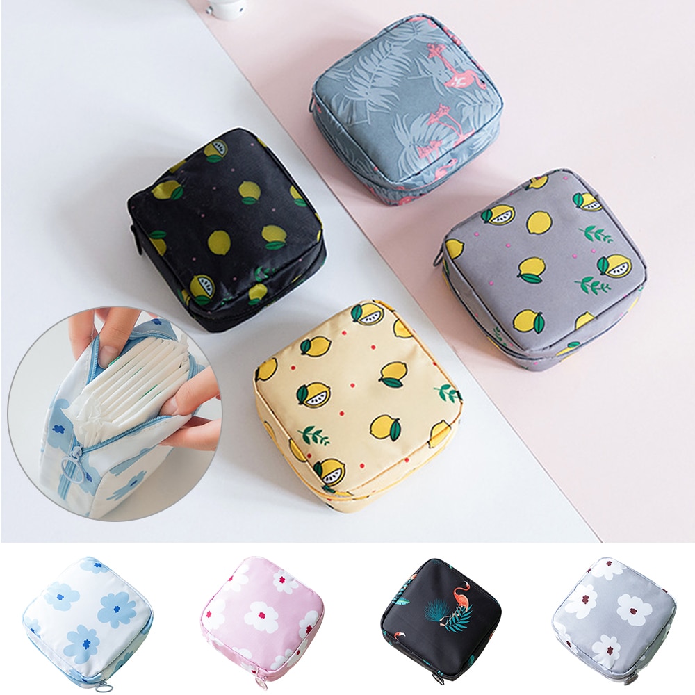 Portable Fabric Large Capacity Sanitary Towel Napkin Pad Tampon Purse Bag Organizer Pouch Girls Feminine Hygiene Pad Storage