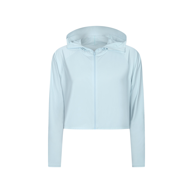 ABS LOLI frauen voll Postleitzahl UPF 50 + Sonnenschutz Hoodie Jacke Wandern Radfahren Lange Hülse Sonne Hemd Mit daumen Löcher Yoga Hemden: Wasser Weiß Blau