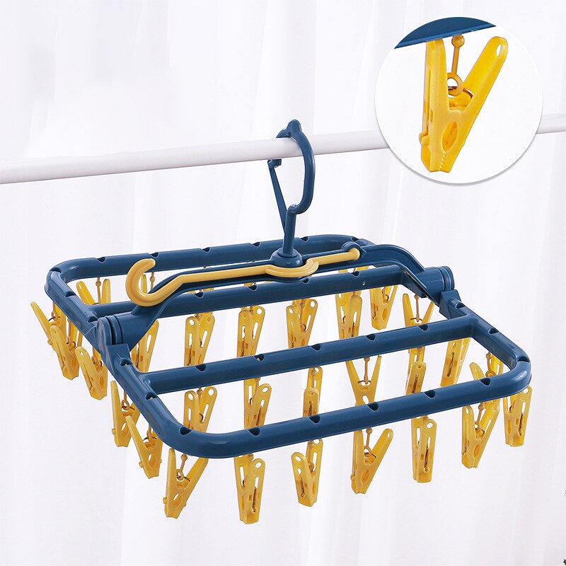 32Clips Rack secado de ropa Clip de plástico de calcetines a prueba del viento secado estante giratorio hogar calcetines ropa secador de productos: 8