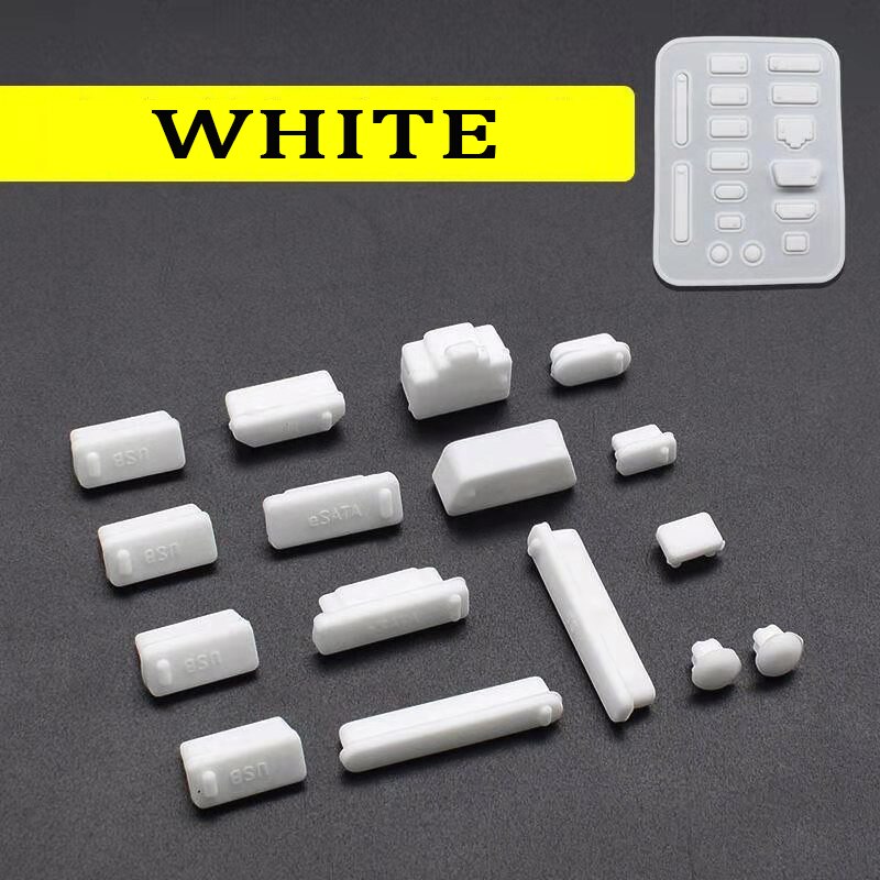 16Pcs Poort Pluggen Stof Stekkers Voor Laptops Beschermen Ultrabook Poorten Van Vuil Stof Siliconen Stofdicht Anti Dust Plug Cover stopper: white