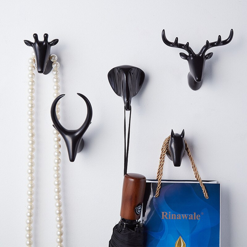 Perchero con cabeza de Animal para el hogar, gancho decorativo para colgar ropa, estante para artículos diversos, montado en la pared, 1 ud.