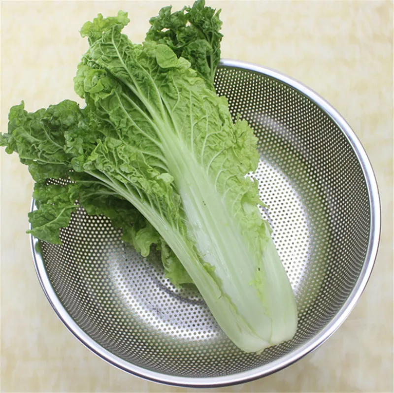 stainless steel round hole basket fruit drain rice Mesh Sifter Colander Strainer Sieve Rice Food Basket Cleaning Kitchen Clips