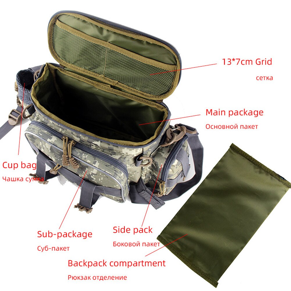 Multi-fonction sac de pêche étanche Sports de plein air taille Pack leurres de pêche sac de rangement de vitesse unique pêche bandoulière sac à main