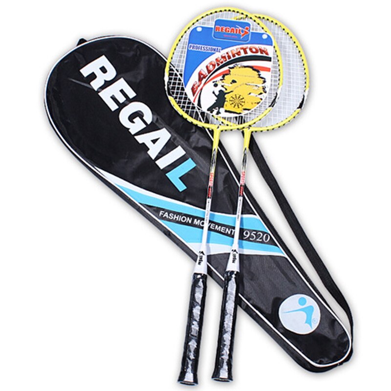 REGAIL 1 Pair Absorption Shock Badminton Racket of Aluminum Alloy for Competition Training Badminton Sport Equipment: Yellow 9520
