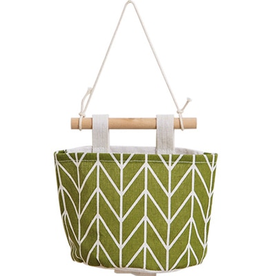 Pattern Cotton Linen Hanging Storage Bag Wall Mounted Wardrobe Hang Bag Wall Pouch Cosmetic Toys Organizer: C 7