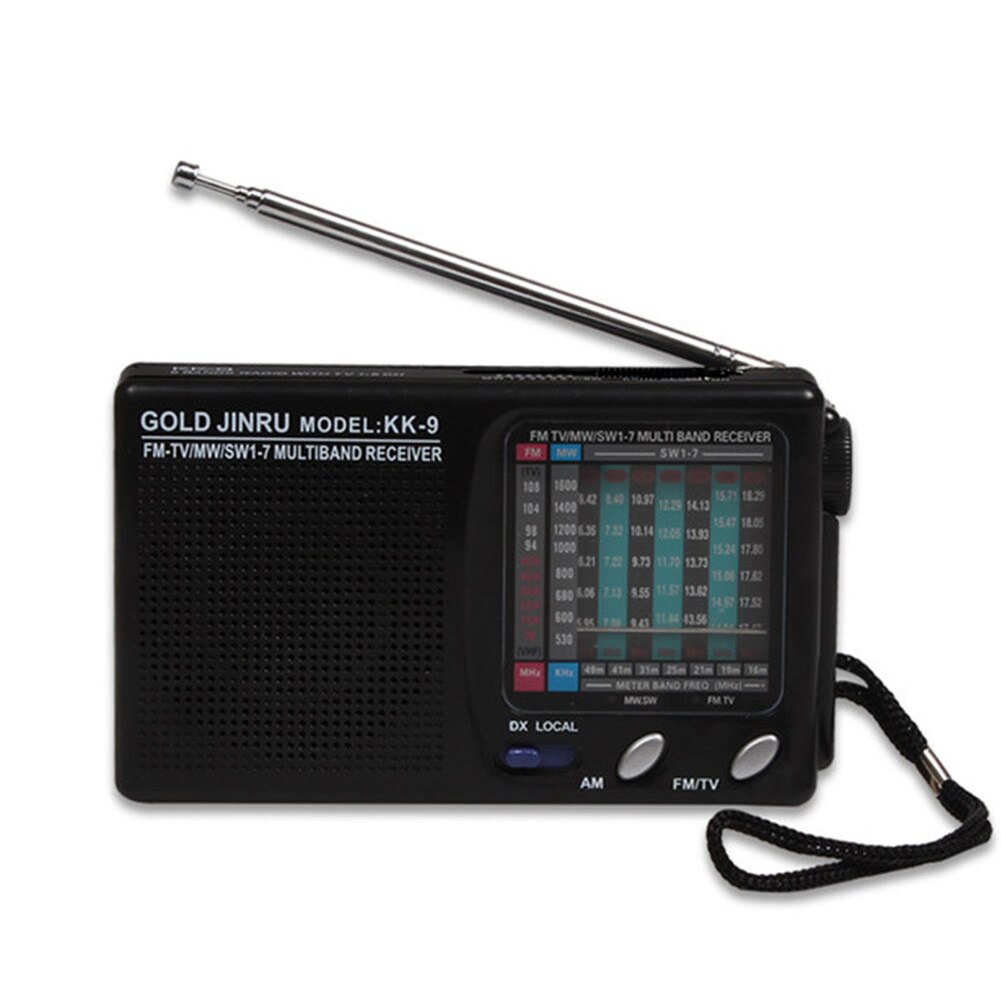 KK-9 Mini Speakers Home Wireless Shortwave AM/FM Full Band Portable Mono Channel High Sensitivity Radio Black Classic Durable