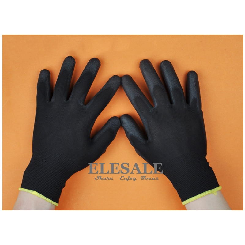 12 par arbejdssikkerhedshandsker nylonstrikkede handsker med pu coated til gartner bygherre mekaniker beskyttelseshandsker