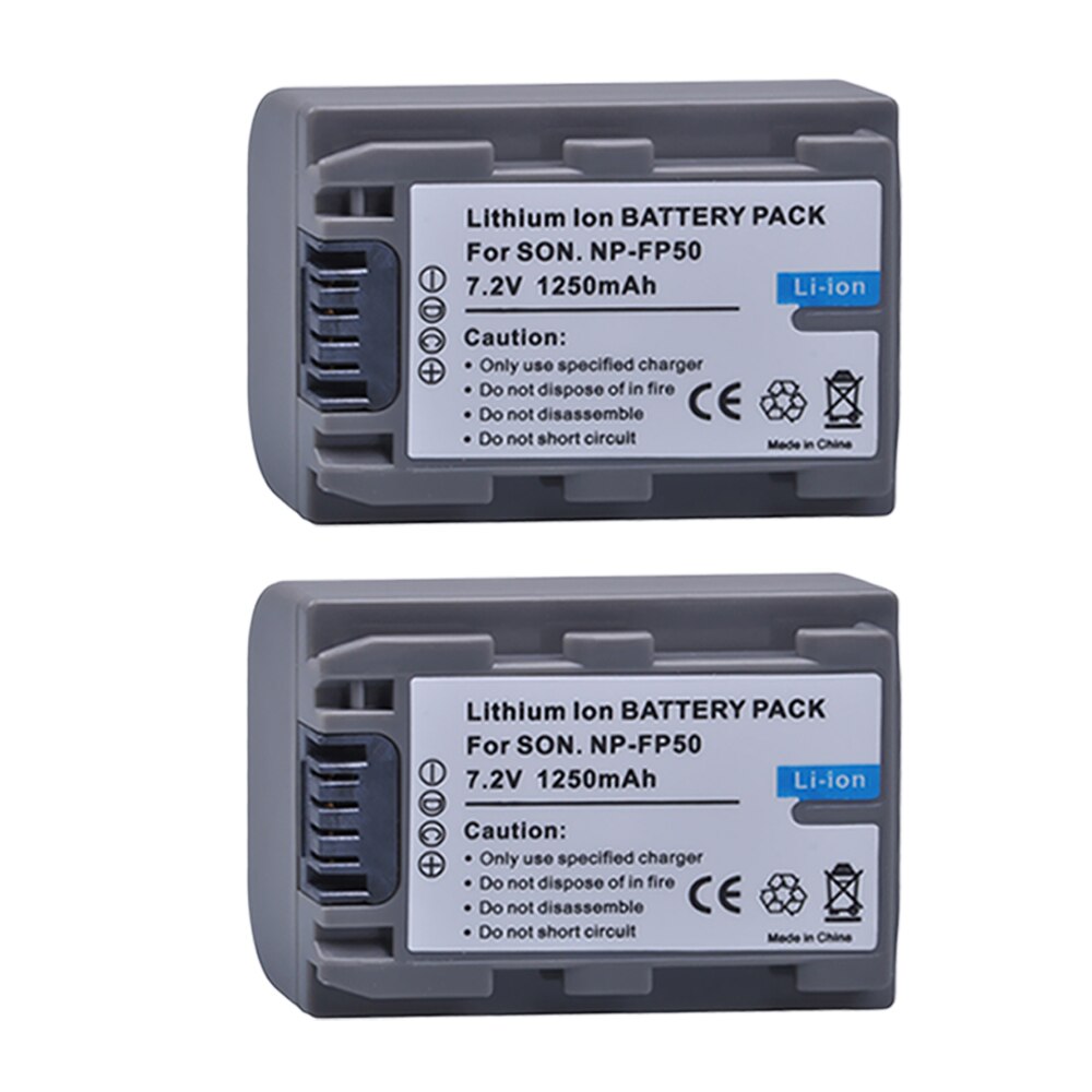 Batmax 1250 mah np -fp50 np fp50 npfp 50 batteri akku til sony dcr -hc30 40 43e 65 85 94e 96 dcr -sr30 hdr -cx 190 e: 2 batterier
