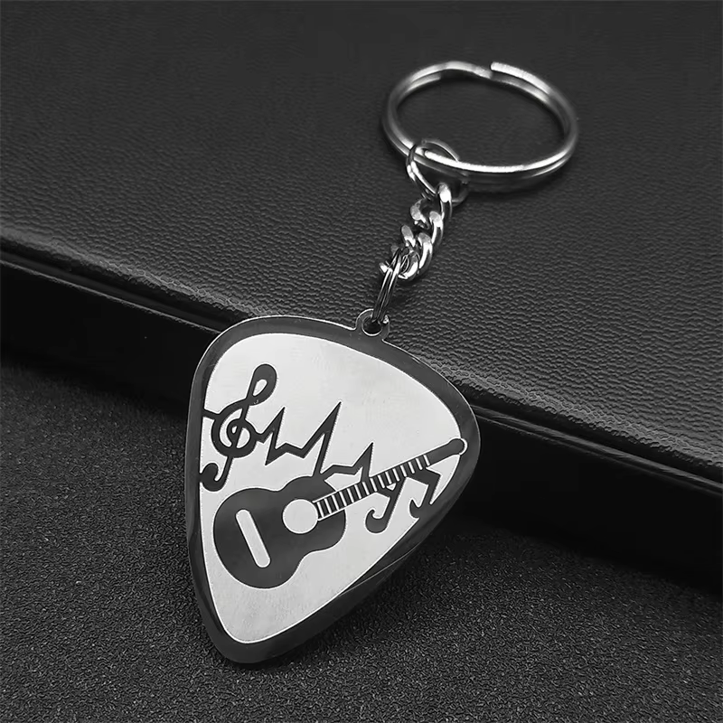 Llavero Musical de guitarra Goth Rock Y2k para mujeres y hombres, llavero con dije de bolsa de música estética negra de acero inoxidable, llaveros de joyería: Rojo
