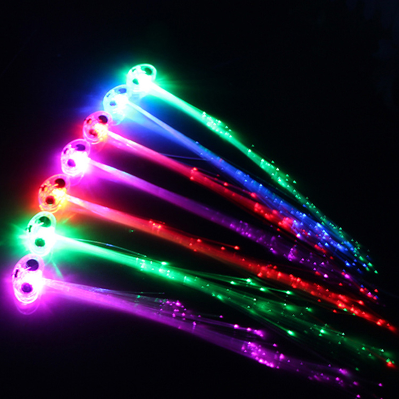 LED Fiber Optic Lights Up Hair Alternating Multicolor Flash Barrette Clip Braid Hair Clip Bar Dancing Hairpin for Party Supplies