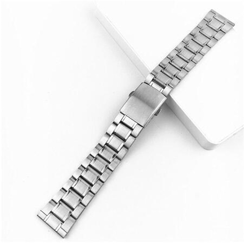 Roestvrij Stalen Horloge Band Pols Armband Zilver Kleur Metalen Horlogeband Met Vouwsluiting Voor Mannen Vrouwen 12/14/16/18/20/22Mm