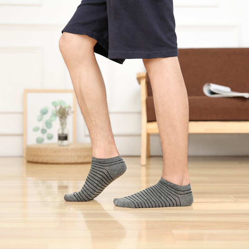 Men's Sports Socks Cotton Stripe Boat Socks All Seasons Spring Autumn Male Casual Harajuku Breathable Men Ankle Sock Boy: B04