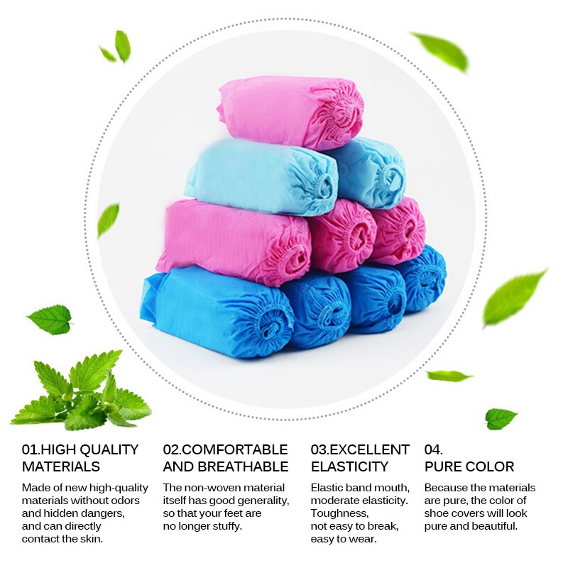 Copriscarpe monouso in tessuto non tessuto, 100 pezzi, antipolvere, antiscivolo, spessi, traspiranti, per uso domestico
