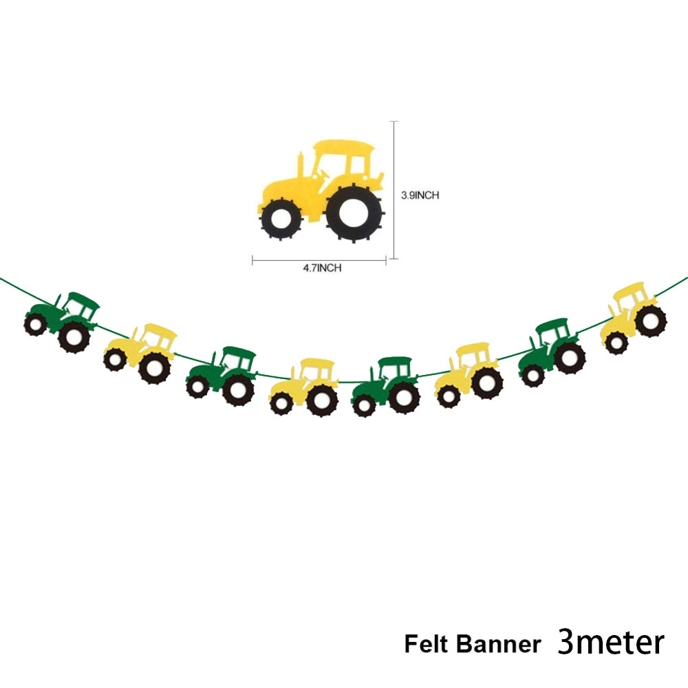 Cartoon Green Farm Tractor Disposable Tableware Plate Paper Cup Napkins Kids Boys Farm Theme Birthday Party Decor Supplies: light yellow