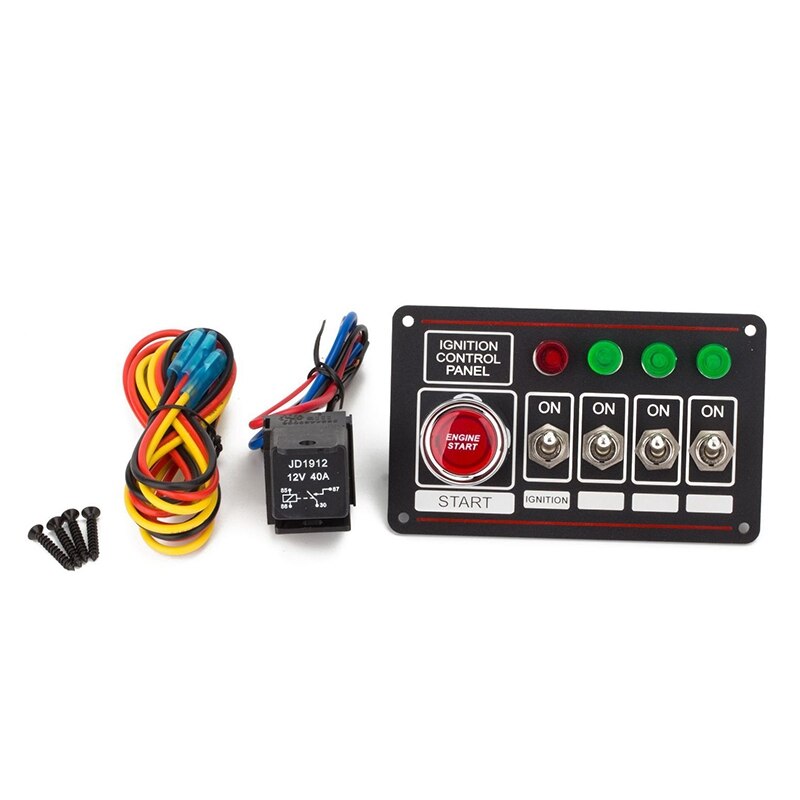 12V Ignition Switch Panel Engine Push Button LED Toggle Racing Auto