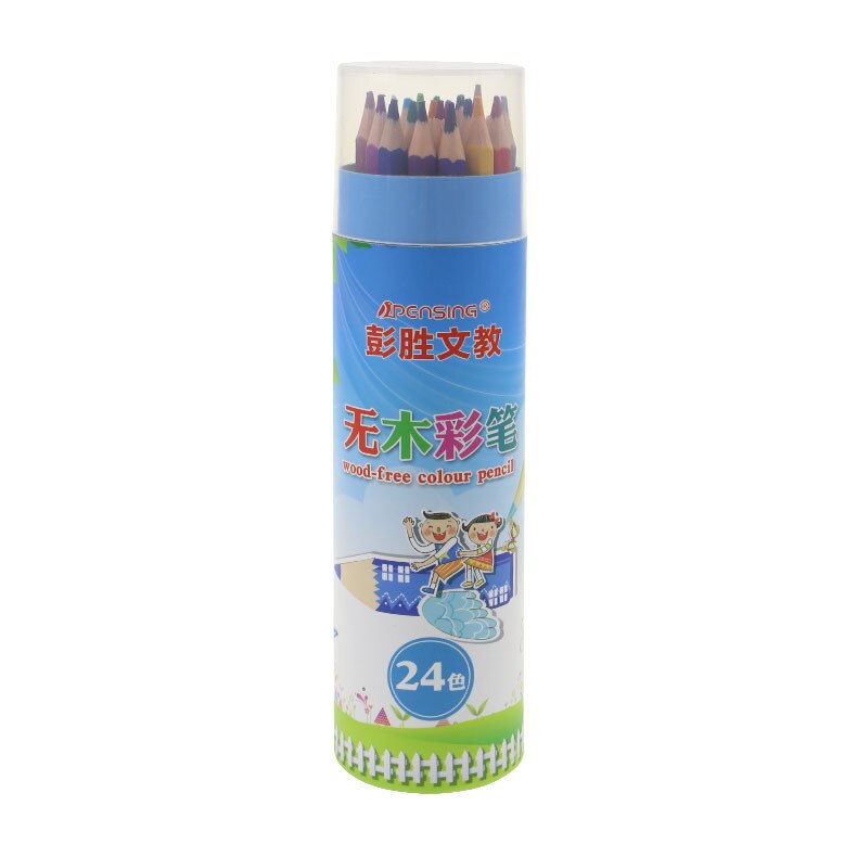 12/18/24/48/set de lápices de plástico de imitación de madera para estudiantes, Juego de lápices de plomo de color con poste hexagonal aceitoso, lápiz de bocetos de dibujo: 24 colors