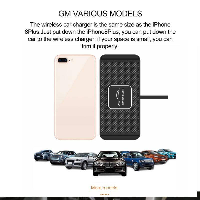 10W Snelle Opladen Qi Standaard Auto Draadloze Oplader Antislip Siliconen Mat Auto Dashboard Houder Voor Iphone Samsung smartphone