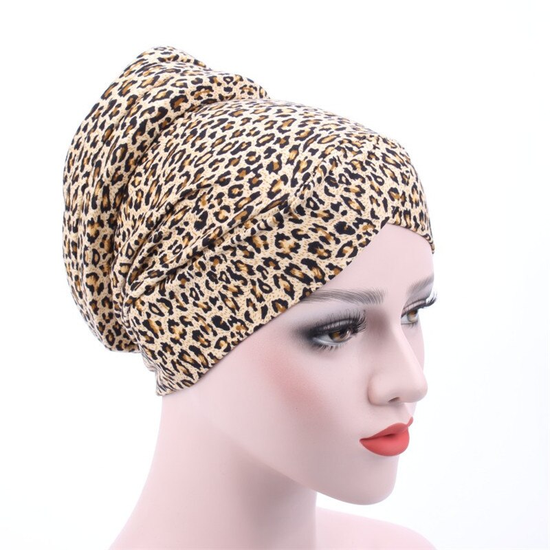 Bonnet indien en coton imprimé léopard pour femme, Turban islamique, prêt à porter, nouvelle: 2