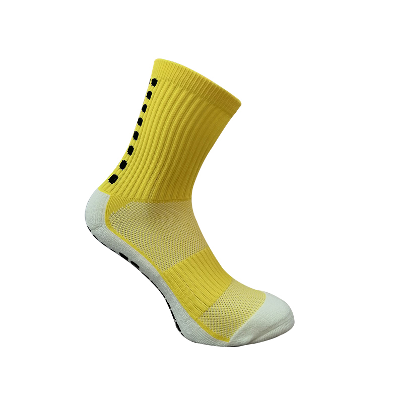 Nowe skarpety piłkarskie męskie antypoślizgowe skarpety piłkarskie bawełniane skarpety rowerowe środkowe rurki skarpety punktowe tego samego typu co Casitine: Yellow