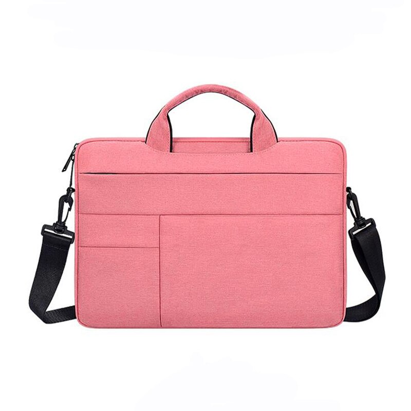 Waterproof Simple Men Bag Business Nylon Computer Handbags Portable Zipper Shoulder Laptop Bag Men Shoulder Laptop Bag black: 14.1inch pink