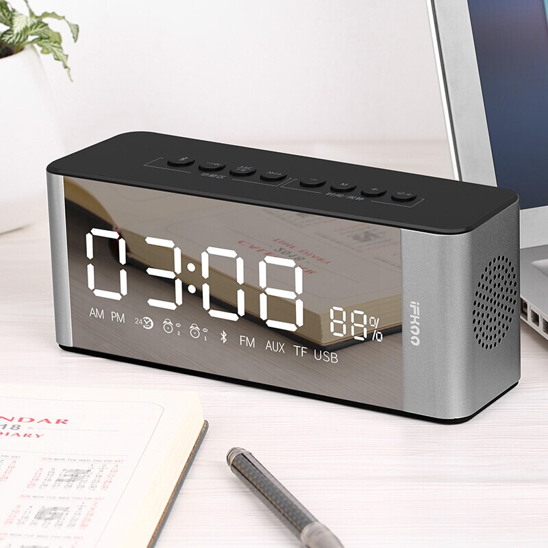 IFKOO D3 Mini Altavoz Bluetooth despertador teléfono inalámbrico ordenador portátil LED espejo coche USB portátil Subwoofer