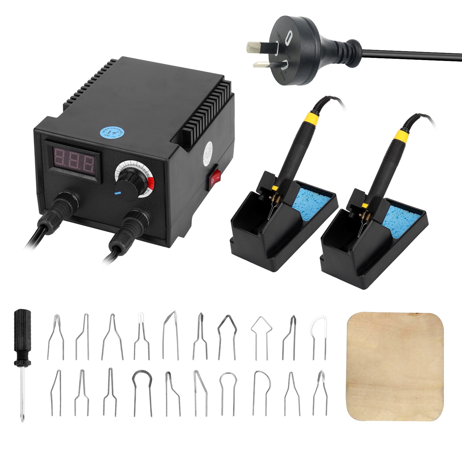 0-650 ℃ 100W maszyna robić pirografii cyfrowy wyświetlacz elektryczny gurda drewniana maszyna robić pirografii z 20 sztuk ogrzewanie pióra głowice uniwersalne: AU wtyczka