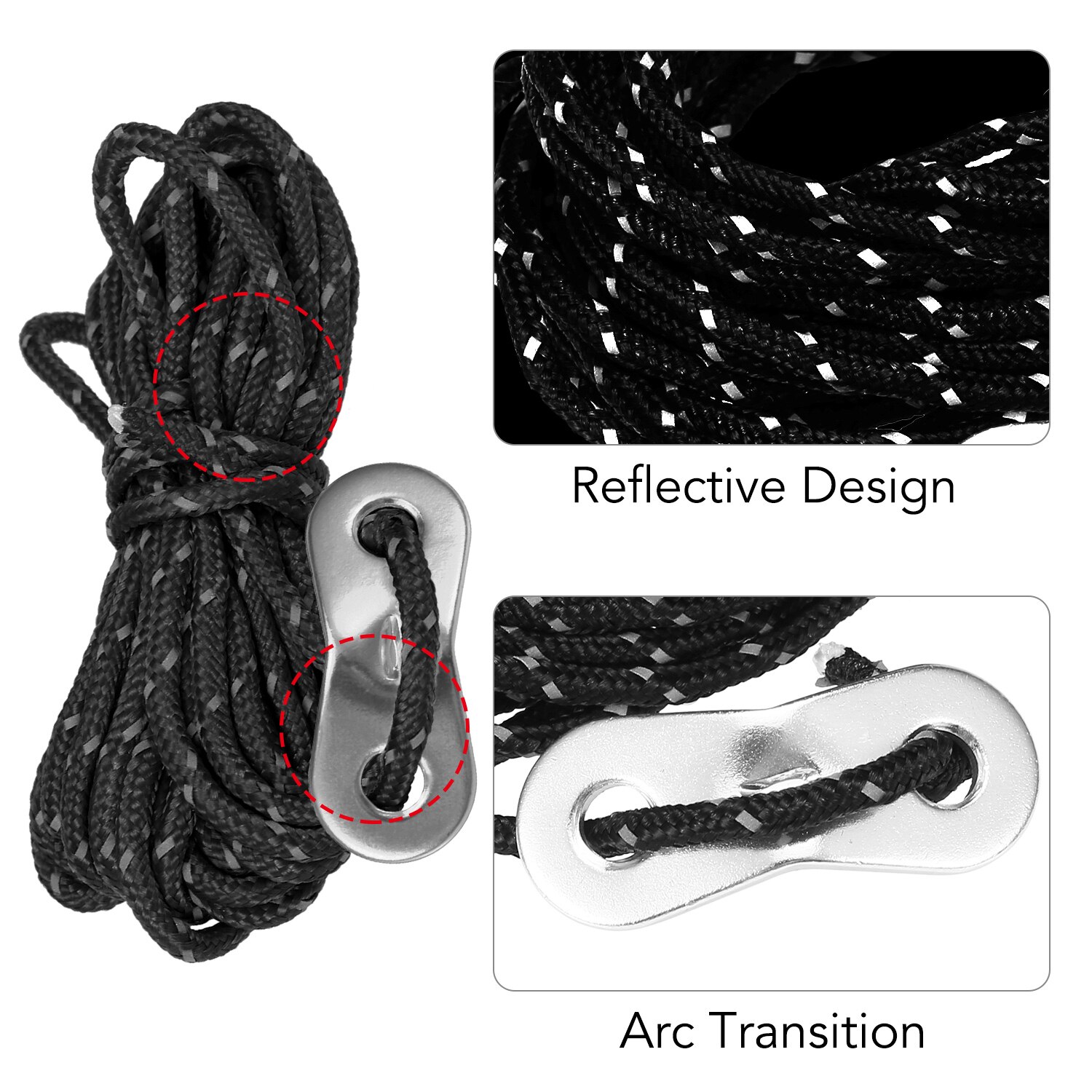 Cordes de tente colorées à suspendre, 6 pièces, cordon de 3mm, 13 pieds, ensemble de tendeurs de tente, corde réfléchissante réglable, auvent de Camping