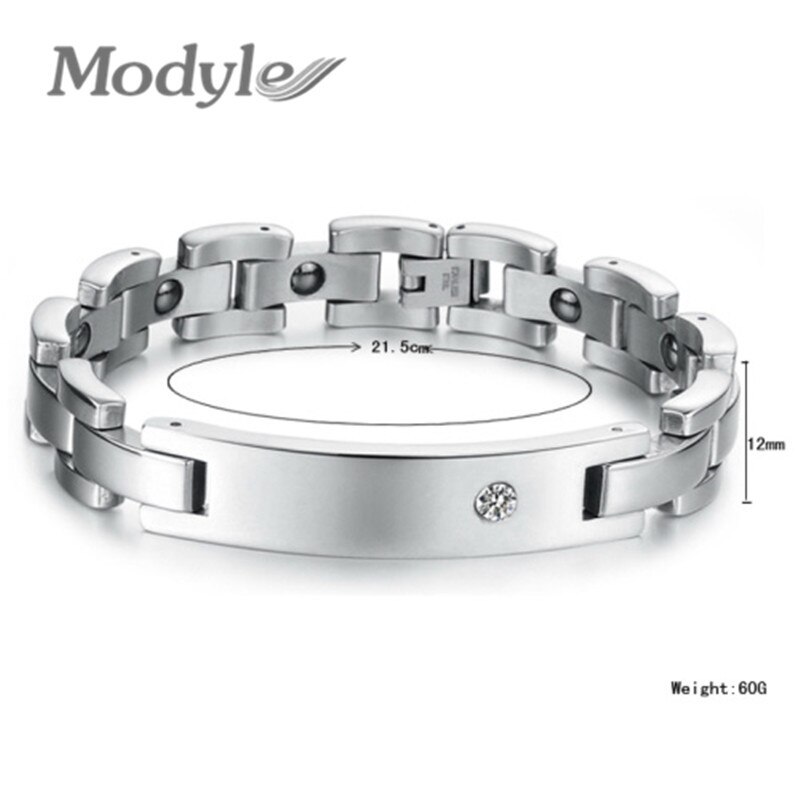 Zorcvens Liefhebbers Magnetische Gezondheid Armbanden Bangles 316L Rvs Zirconia Armband Voor Vrouwen Mannen: Men