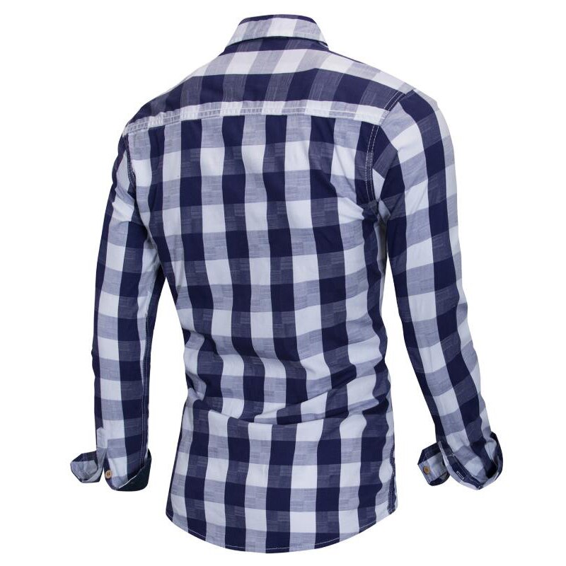 Eurokoko xxxl miesten ruudullinen paita pitkähihainen rento denim paita miesten streetwear bisnespaita camisa masculina