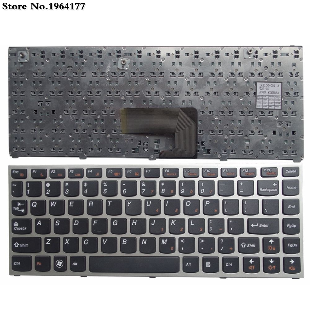 Nieuw voor Lenovo IdeaPad U460A U460 U460S Zwart US Keyboard Silver Frame