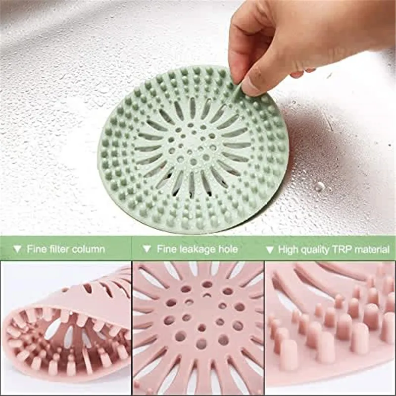 2 Stück runder Silikon-Abfluss-Haarfänger, Küchenspüle-Sieb, Badezimmer, Dusche, Bad, Stopper, Abflussabdeckung, Haarfalle für die Küche