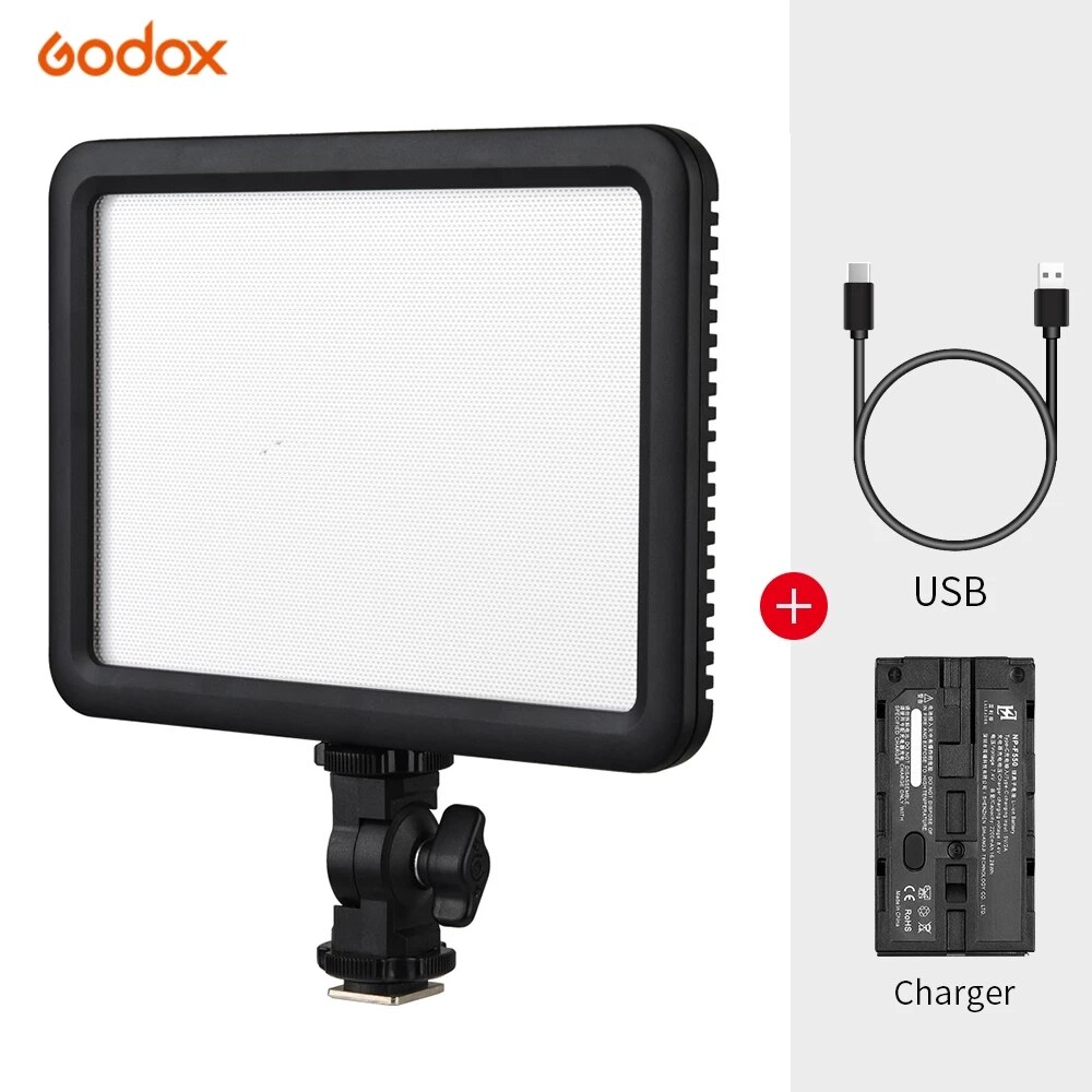 Godox LED Licht Ultra Slim P120C Studio Kontinuierliche 3300K ~ 5600K LED Video Licht Lampe mit Batterie Für kamera DV Camcorder: with battery