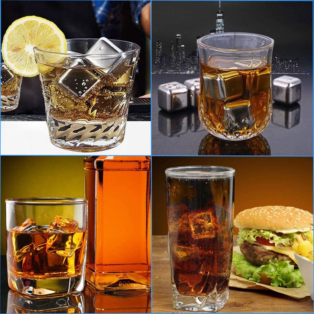 Stainless Steel Ice Cubes Reusable Whiskey Wine Freezing Cubes Chiller Drink Multifunction Eco-Friendly Party Bar Cooler Tools