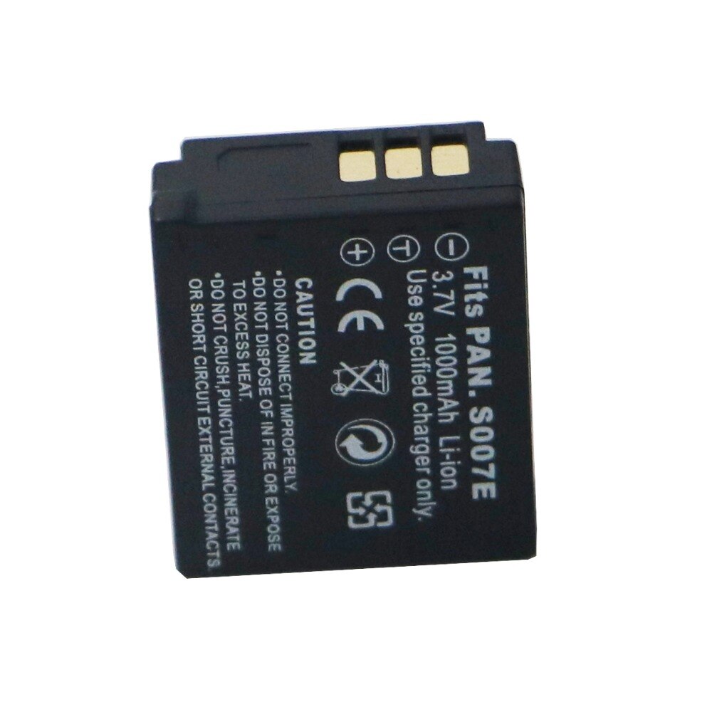 3 Stks 1000 mAh DMW-BCD10 CGA-S007E CGA-S007 S007E BCD10 Camera Batterij Voor Panasonic Lumix DMC-TZ1 DMC-TZ1BK, TZ1BS, TZ3EB-K