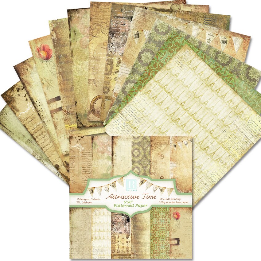Lot 24 Feuilles Papier Scrapbooking Vintage - Motifs Fleurs Rétro Pour Albums, Cartes & Bricolage Créatif