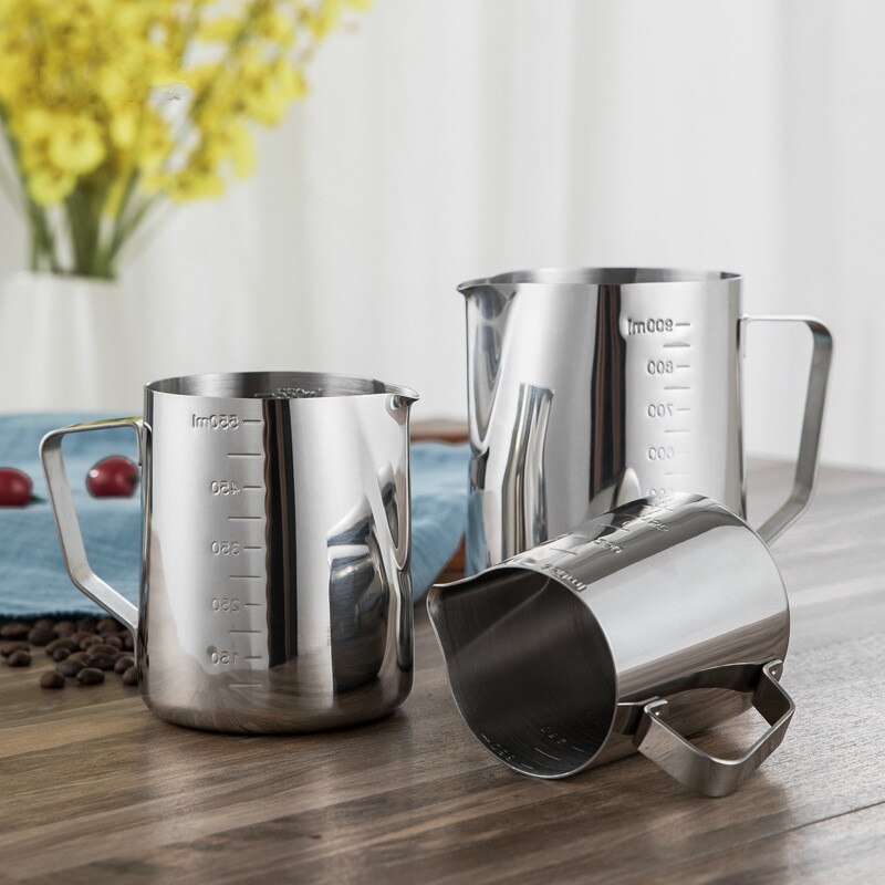 350L/600L/1000L Stainless Steel Frothing Jug Coffee Cappuccino Milk Pot Espresso Cups Latte Art Milk Frother Frothing with Scale