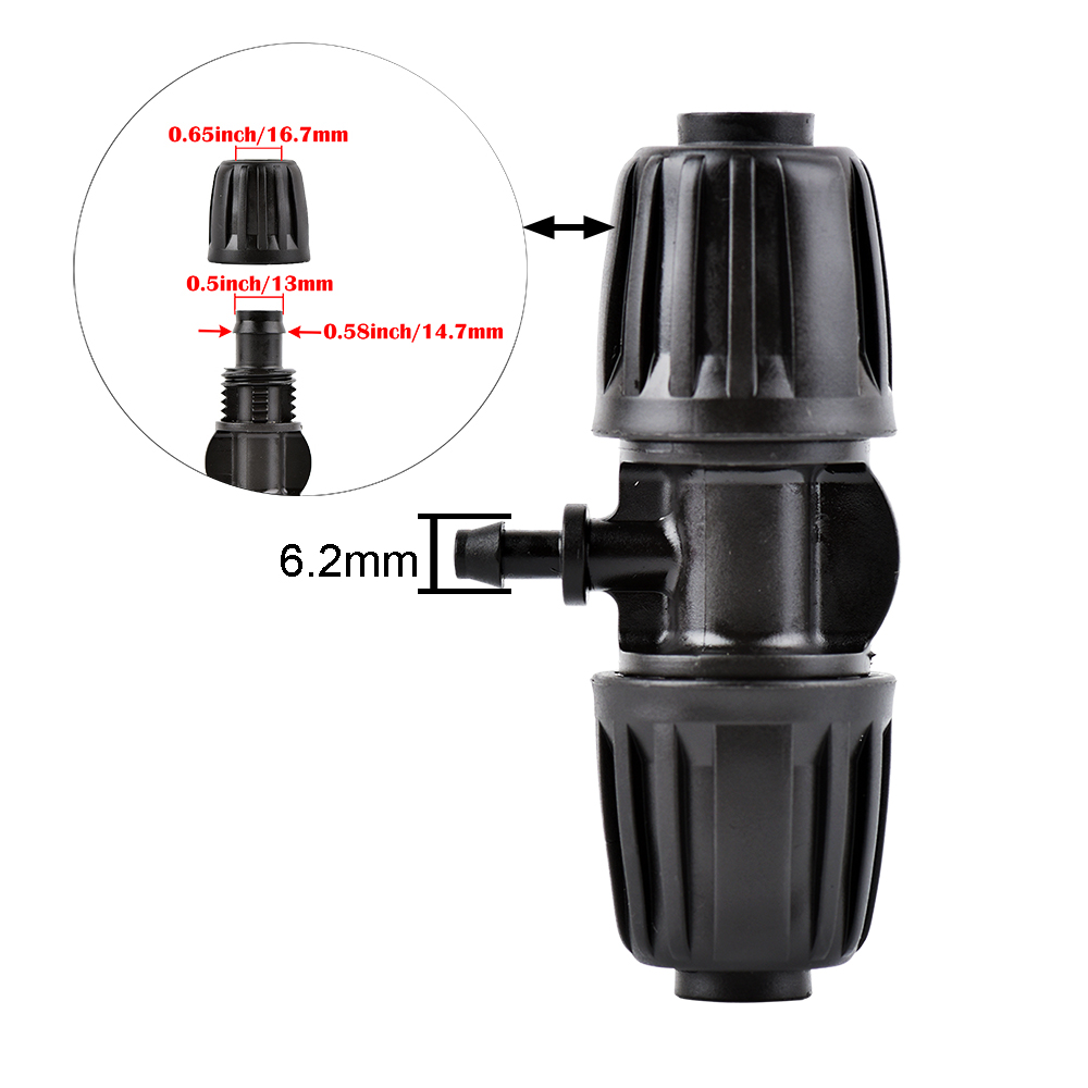 16mm 1/2 ''złącze rurowe PE rozdzielacz trójnik złączka gwintowana blokada do węża 4/7mm podlewanie ogrodu nawadnianie kroplowe: WHITE / 1/2''