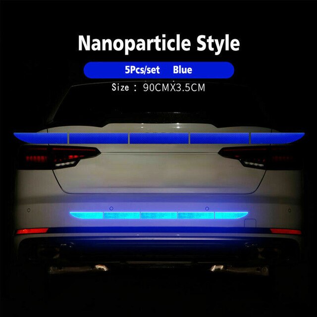 Reflecterende waarschuwingsstrip voor auto's, bumper, vrachtwagen, veiligheidsreflector, sticker en: Blauw