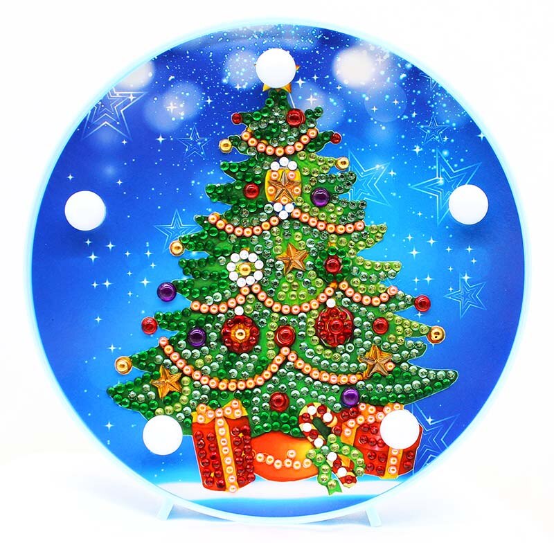 Homfun diamant maleri led lampe lys mandala 5d diamant broderi landskab rhinestones diy diamant jul halloween: Zxd 049
