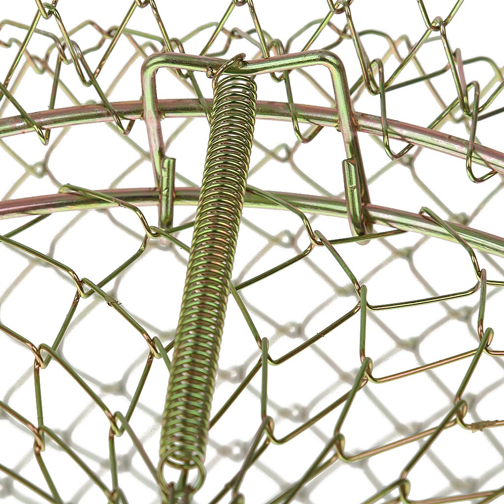 1pcs Fishing Net Round Steel Wire Basket Fish Lobster Prawn Cage Creel