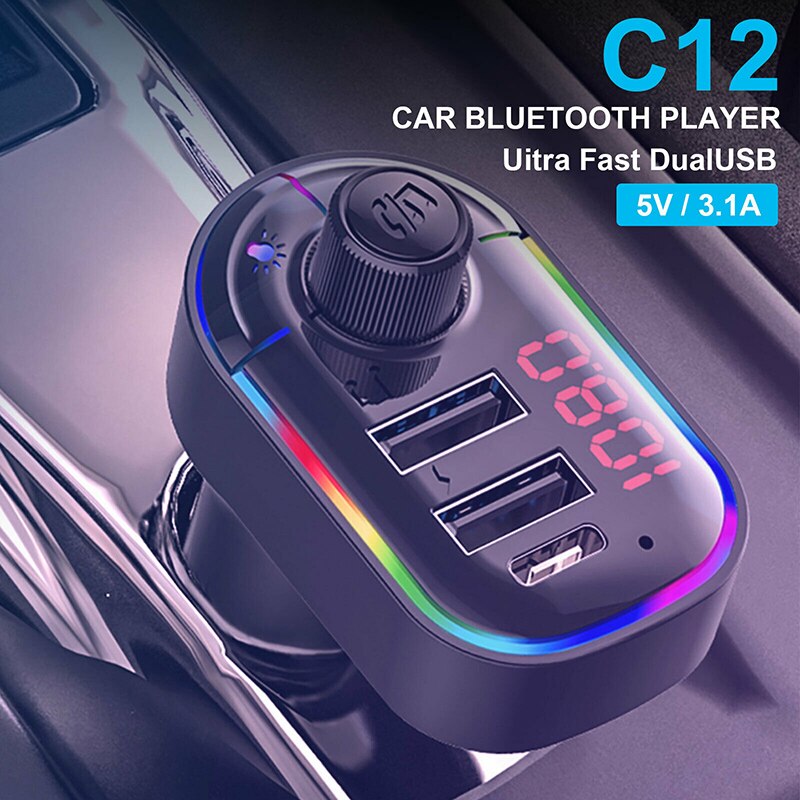 Car Bluetooth 5.0 FM Transmitter Wireless Adapter Mic Audio Receiver Auto MP3 Player 2.1A Dual USB Fast Charger Car Accessories