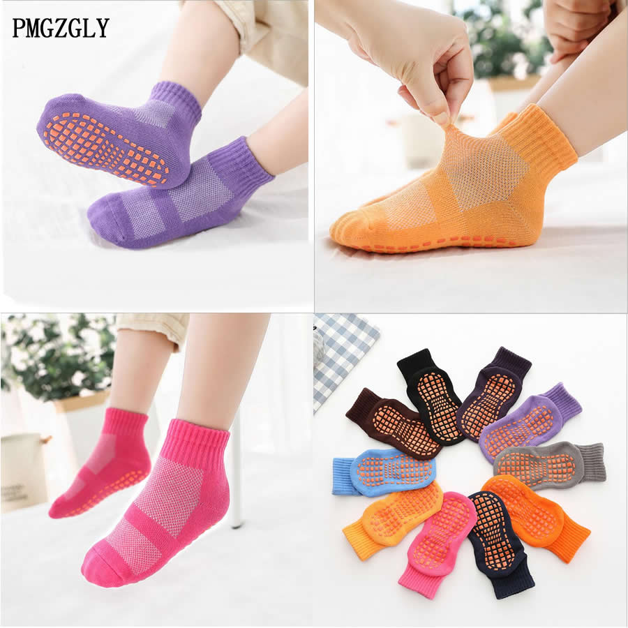 Calcetines antideslizantes cálidos de Otoño/Invierno para niños, calcetines de algodón de Color caramelo para niños, calcetines deportivos de algodón de 1 a 10 niñas