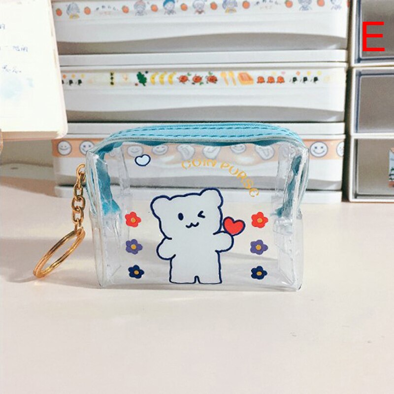 1 pièces Mini Transparent petit portefeuille porte-monnaie sac pochette sac à main femme clé sac à main cosmétiques pochette de rangement: E