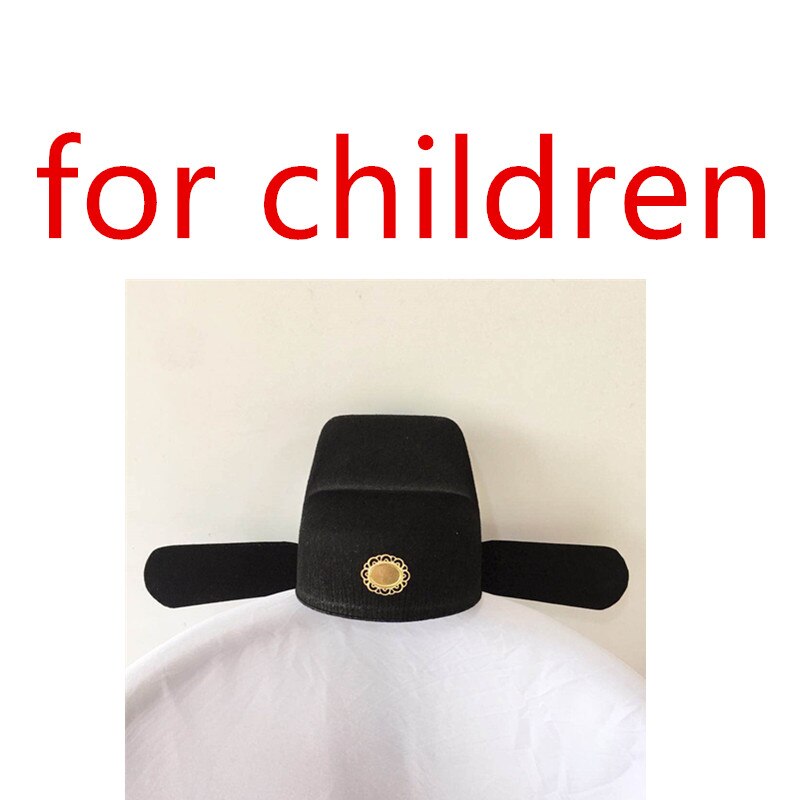 Sombreros de oficial de la Dynasty Han negra, sombrero antiguo chino para adultos y niños, gorros Retro de la Dynasty Song en China: 3-children