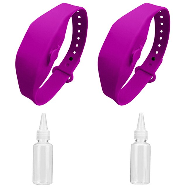 Dispensador de Gel hidroalcohólico, pulsera, desinfectante de manos recargable, pulsera, desinfectante para niños, reloj hidrocólico antibacteriano: 2PCS Purple